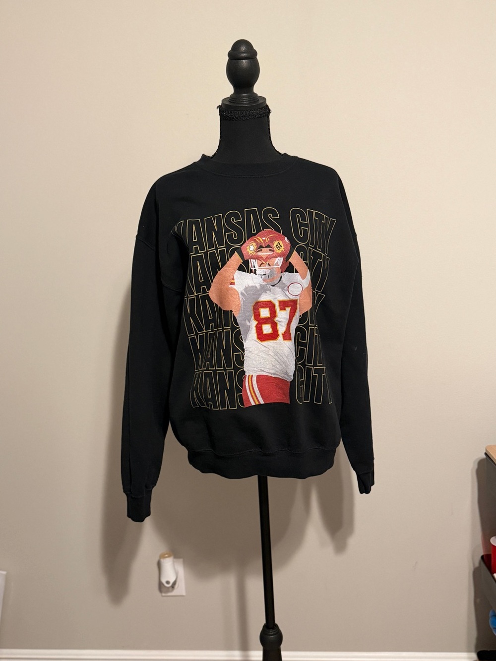 Gildan Black Kansas City Football Graphic Crewneck